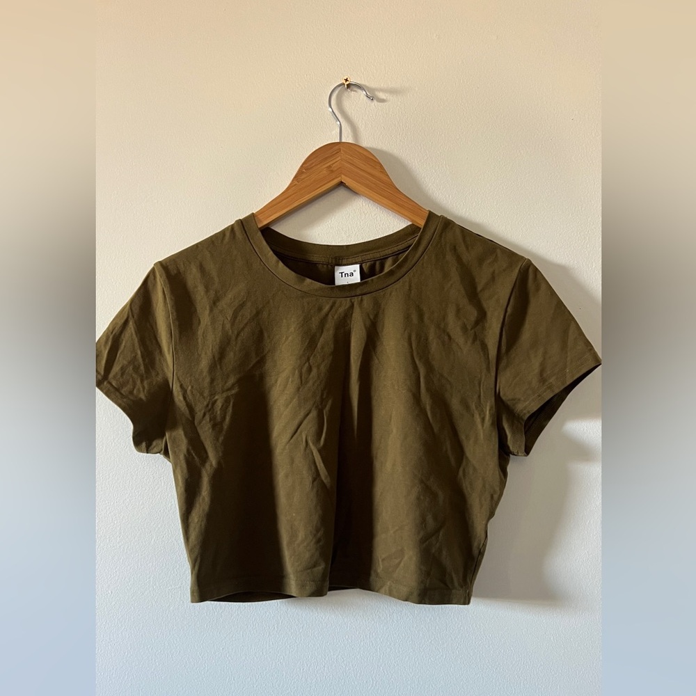 Aritzia Tna Olive Green Crop Top